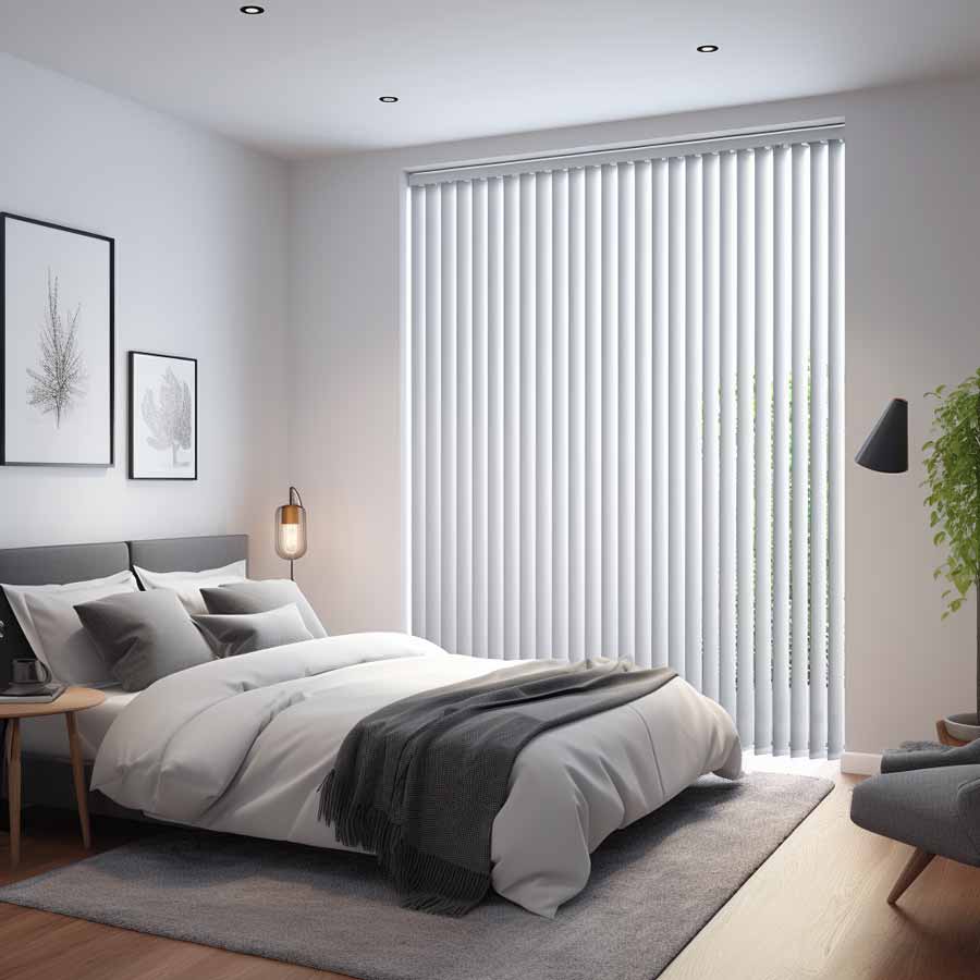 Grey Vertical Bedroom Blinds