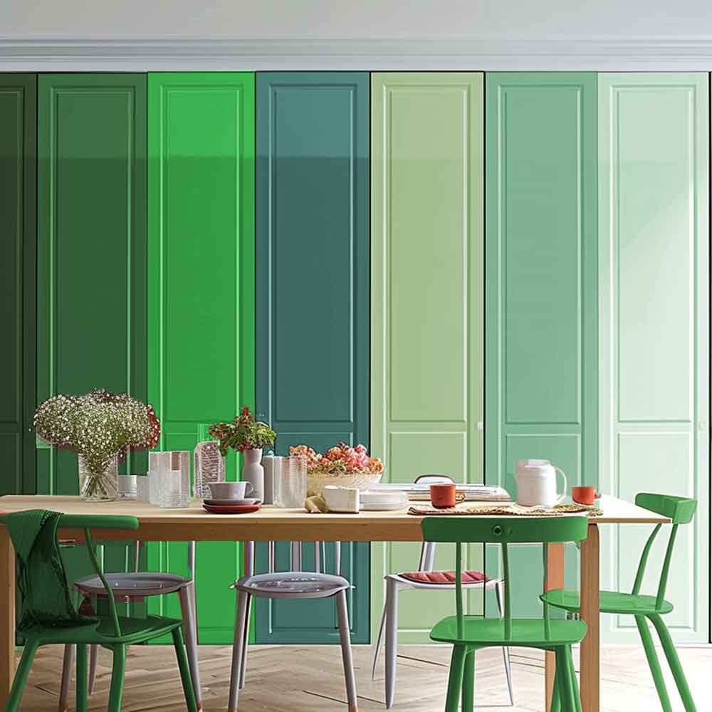 Panel Blinds In Shades Of Green