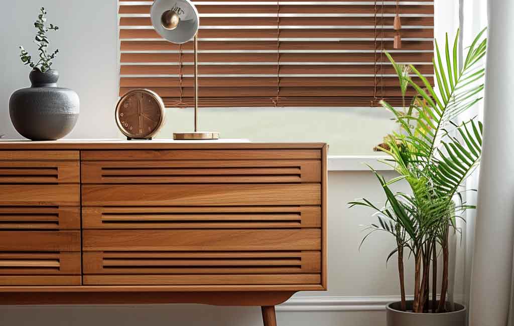 Retro Sideboard With Wood Venetian Blinds