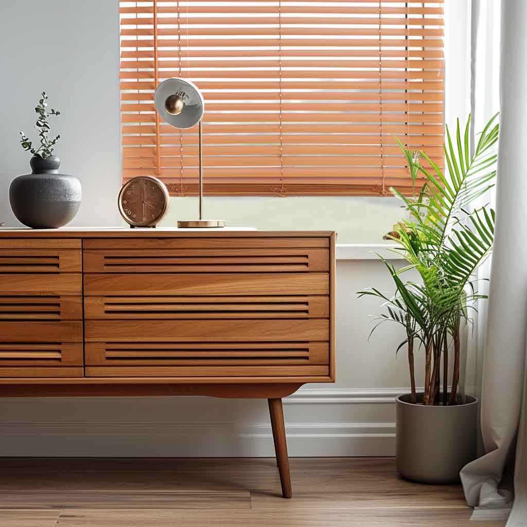 Retro Sideboard With Wood Venetian Blinds