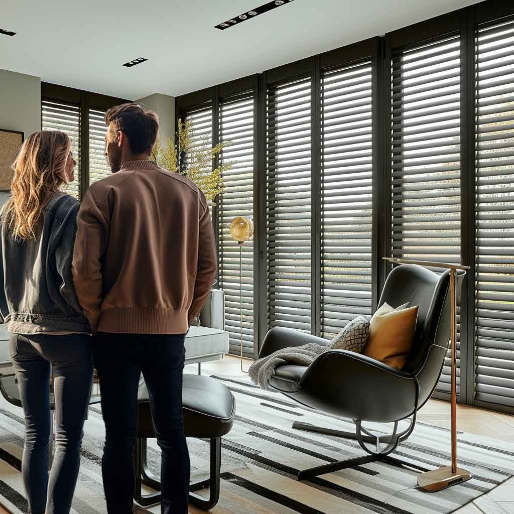 Young Couple Admiring New Blinds