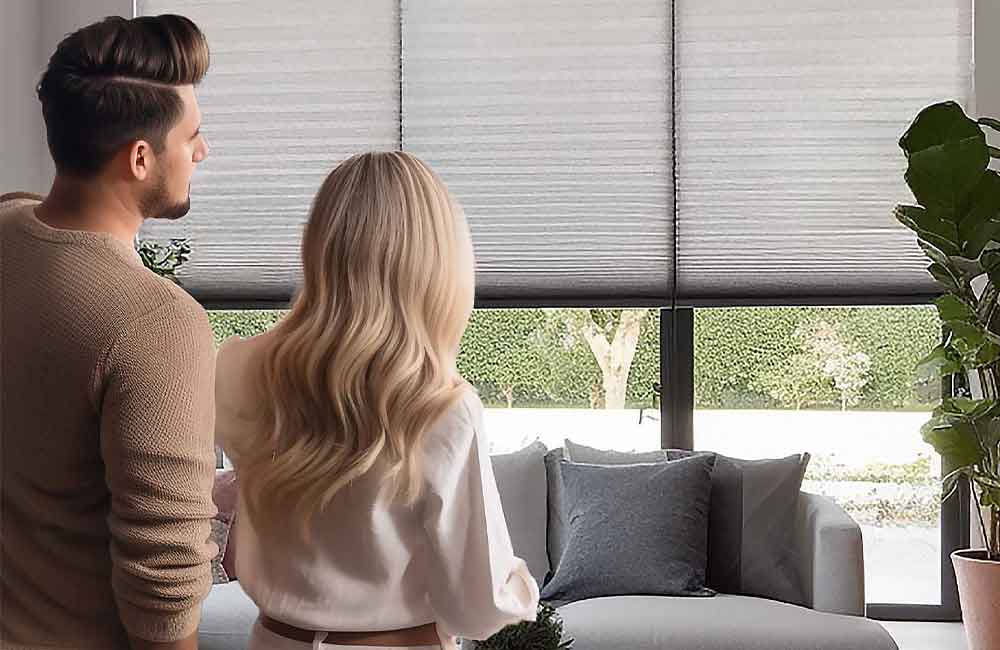 Young Couple Choosing Blinds For Their Home