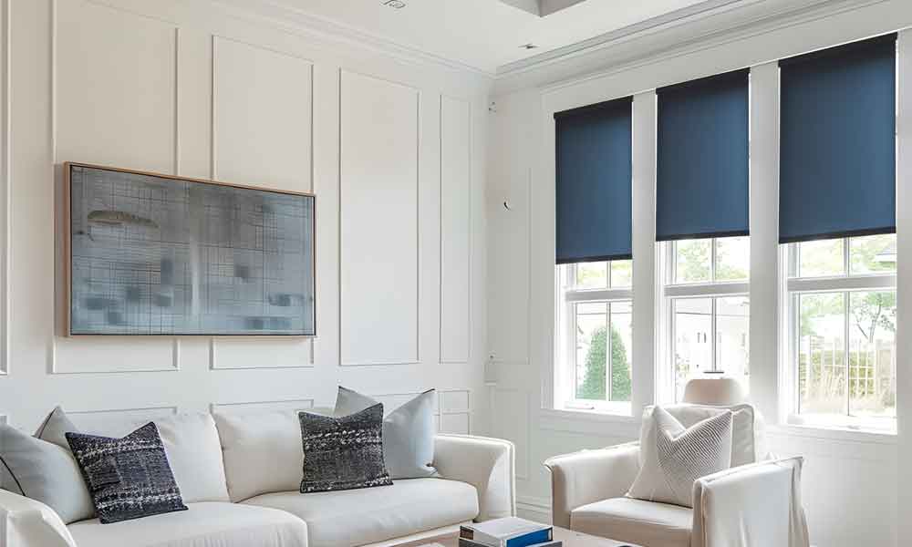 Wainscot Wall Panels With Roller Blinds